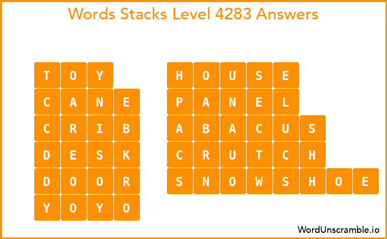 Word Stacks Level 4283 Answers