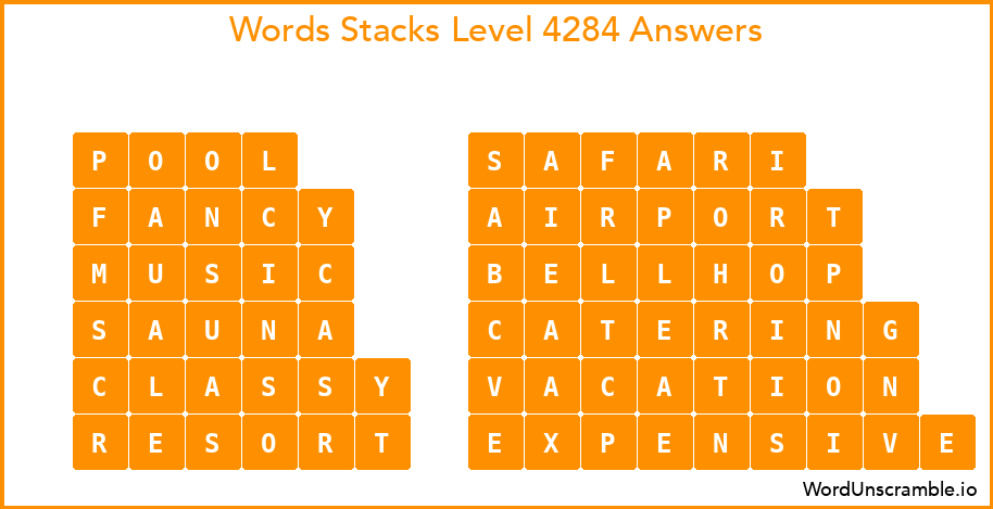 Word Stacks Level 4284 Answers