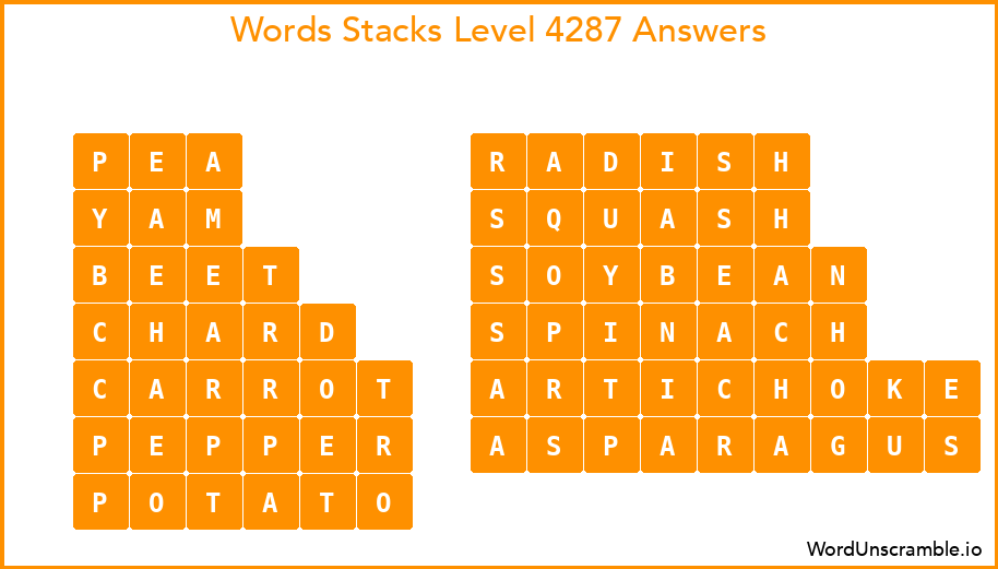 Word Stacks Level 4287 Answers
