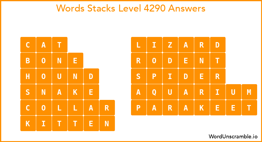 Word Stacks Level 4290 Answers