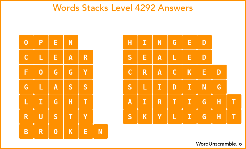 Word Stacks Level 4292 Answers