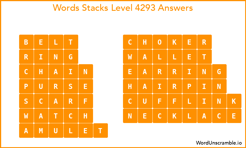 Word Stacks Level 4293 Answers