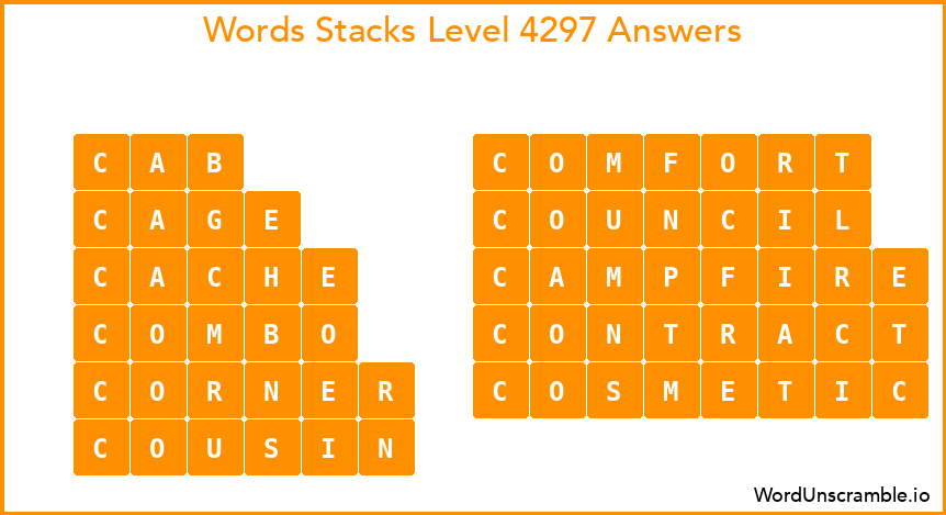 Word Stacks Level 4297 Answers