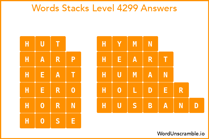 Word Stacks Level 4299 Answers