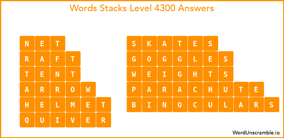 Word Stacks Level 4300 Answers