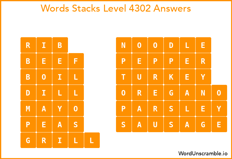 Word Stacks Level 4302 Answers
