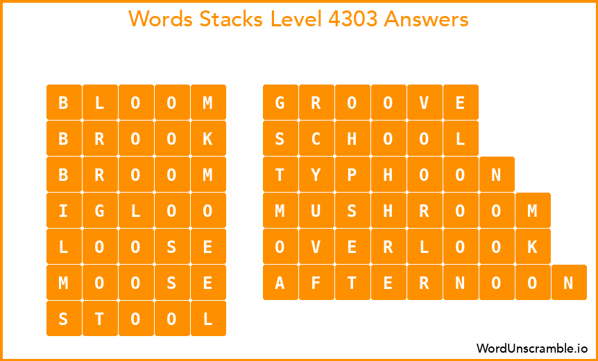 Word Stacks Level 4303 Answers
