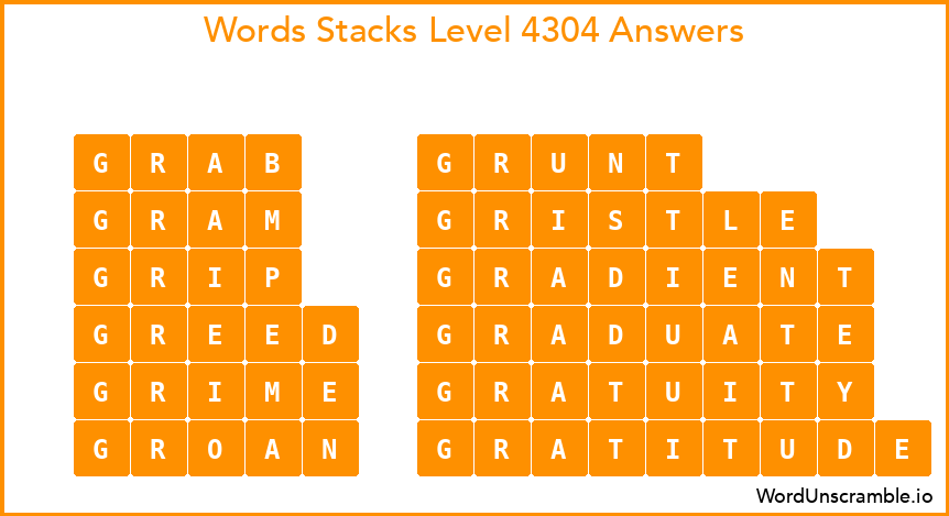 Word Stacks Level 4304 Answers