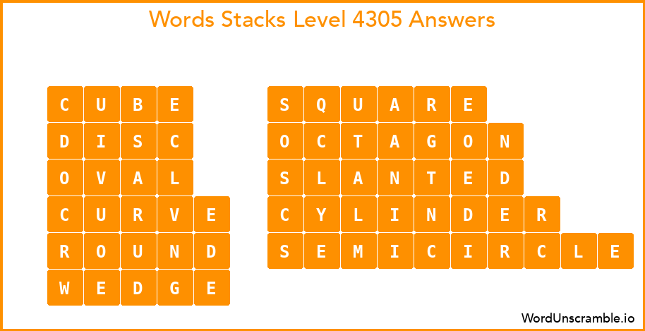 Word Stacks Level 4305 Answers