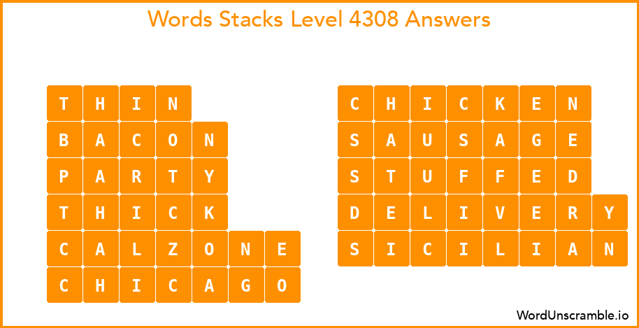 Word Stacks Level 4308 Answers