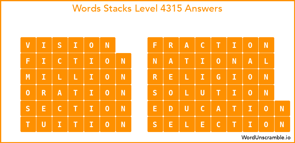 Word Stacks Level 4315 Answers
