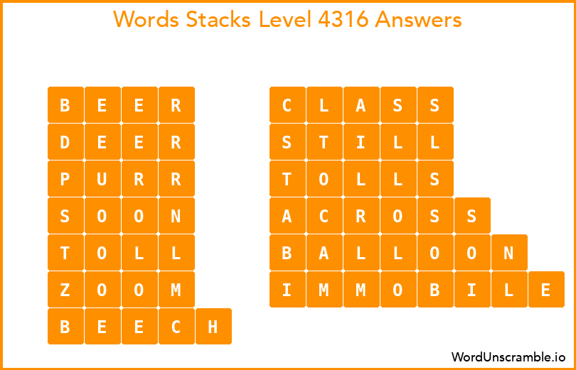 Word Stacks Level 4316 Answers