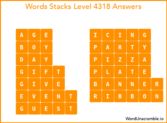 Word Stacks Level 4318 Answers