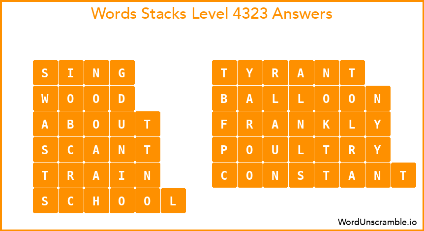 Word Stacks Level 4323 Answers