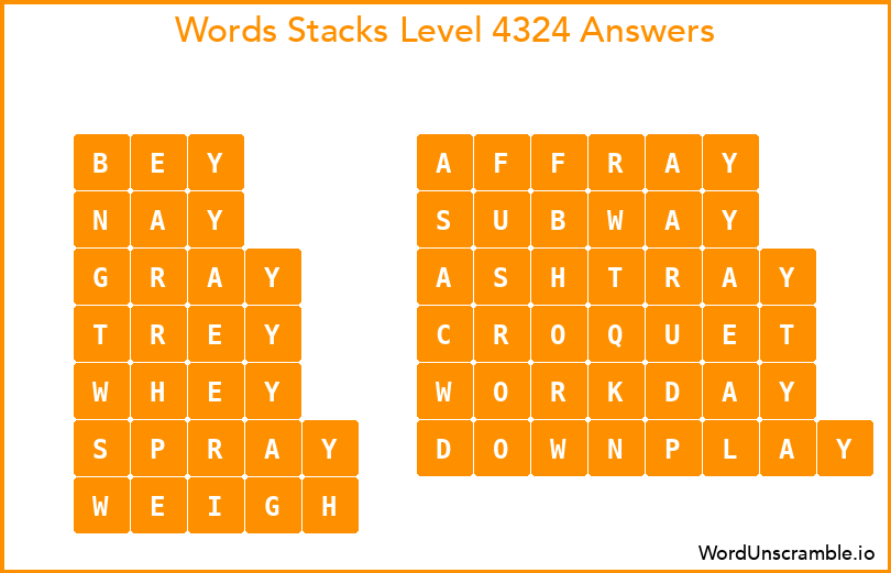 Word Stacks Level 4324 Answers