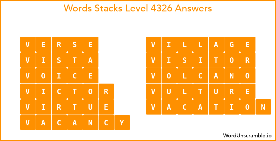 Word Stacks Level 4326 Answers