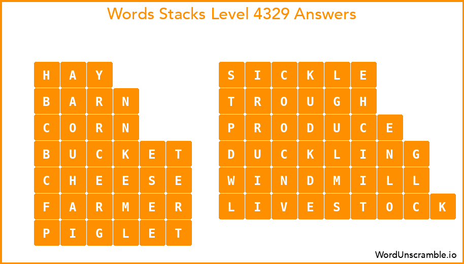 Word Stacks Level 4329 Answers