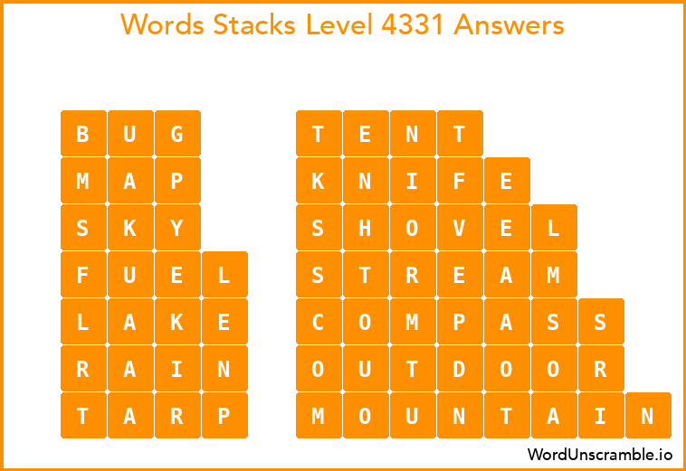 Word Stacks Level 4331 Answers