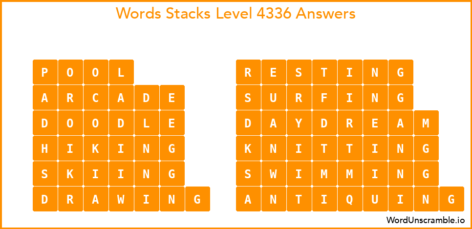 Word Stacks Level 4336 Answers