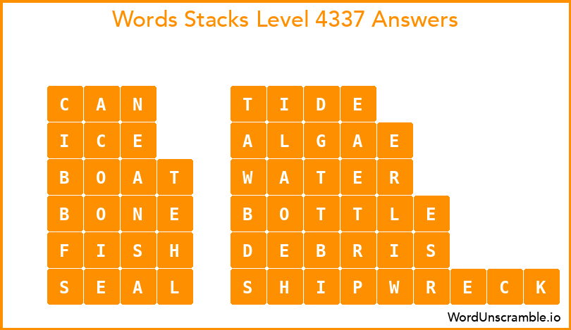 Word Stacks Level 4337 Answers
