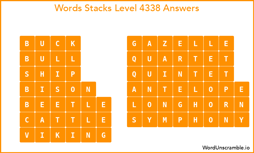 Word Stacks Level 4338 Answers