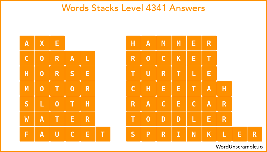 Word Stacks Level 4341 Answers