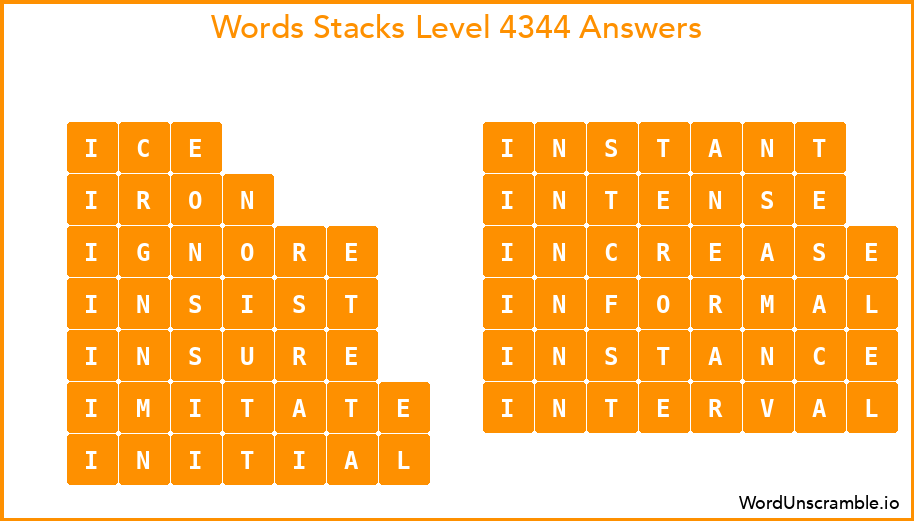Word Stacks Level 4344 Answers