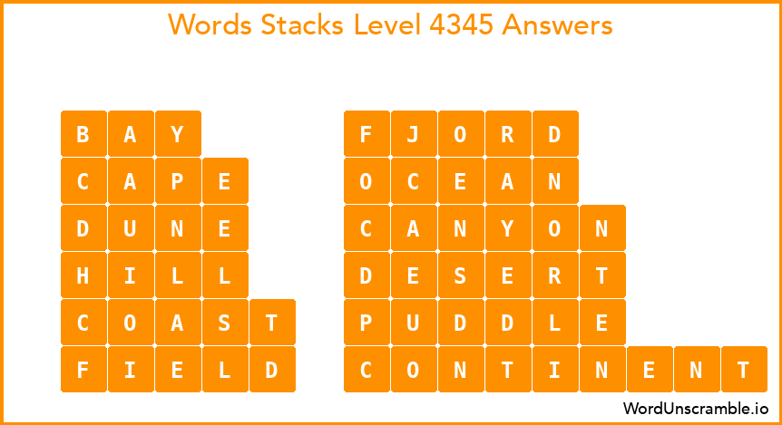 Word Stacks Level 4345 Answers