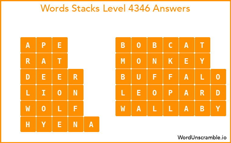 Word Stacks Level 4346 Answers