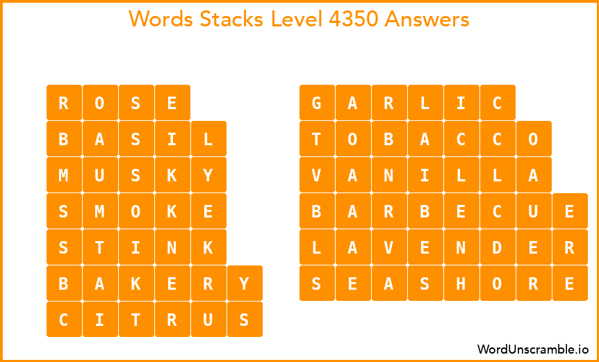 Word Stacks Level 4350 Answers