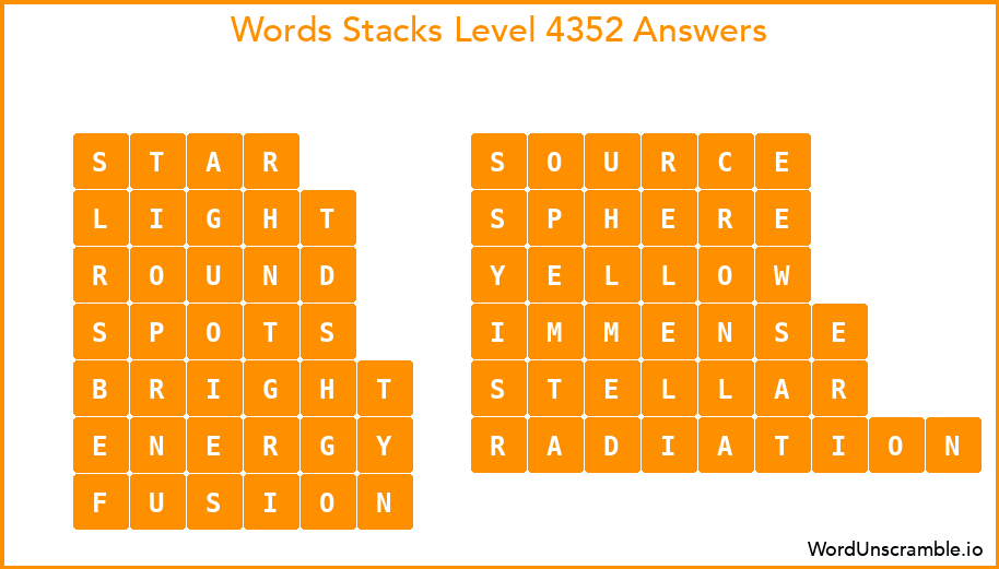Word Stacks Level 4352 Answers