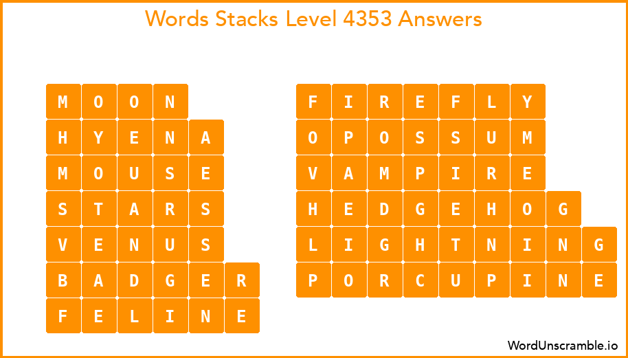 Word Stacks Level 4353 Answers