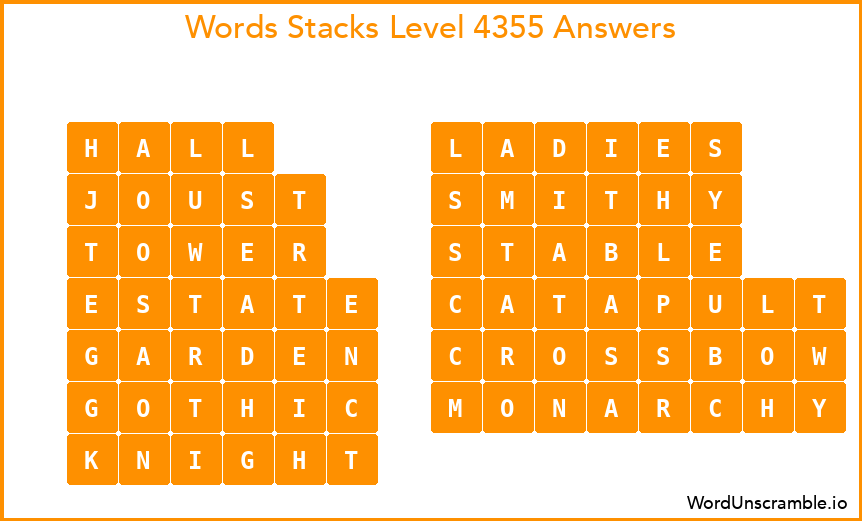 Word Stacks Level 4355 Answers