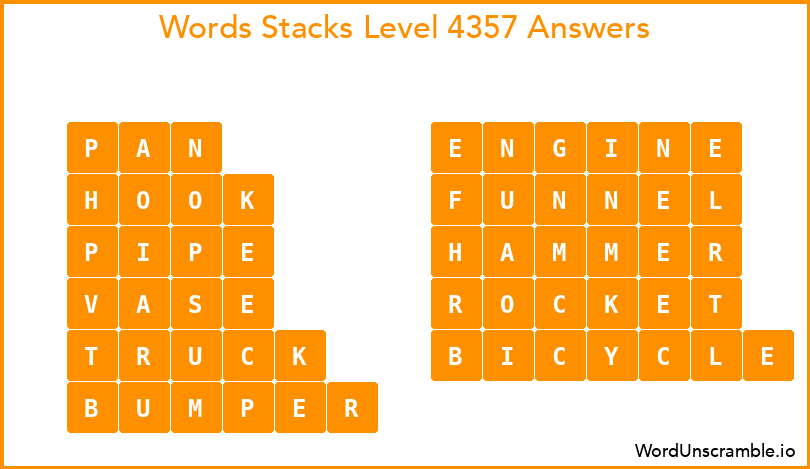 Word Stacks Level 4357 Answers