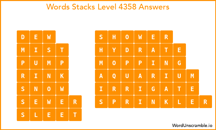 Word Stacks Level 4358 Answers
