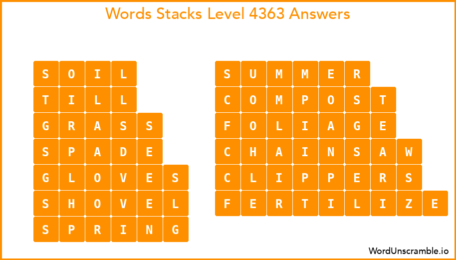 Word Stacks Level 4363 Answers