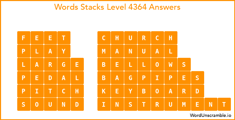 Word Stacks Level 4364 Answers