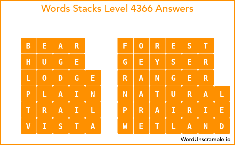 Word Stacks Level 4366 Answers