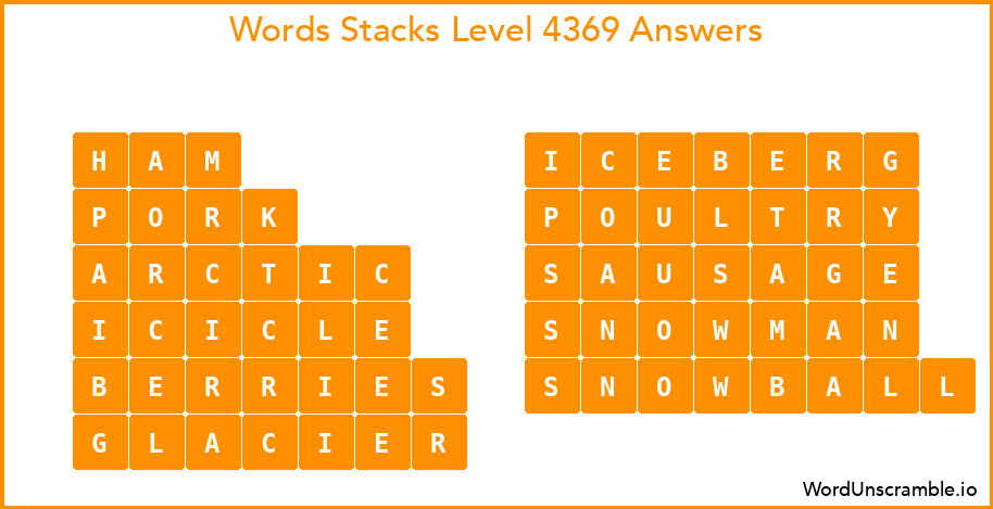 Word Stacks Level 4369 Answers
