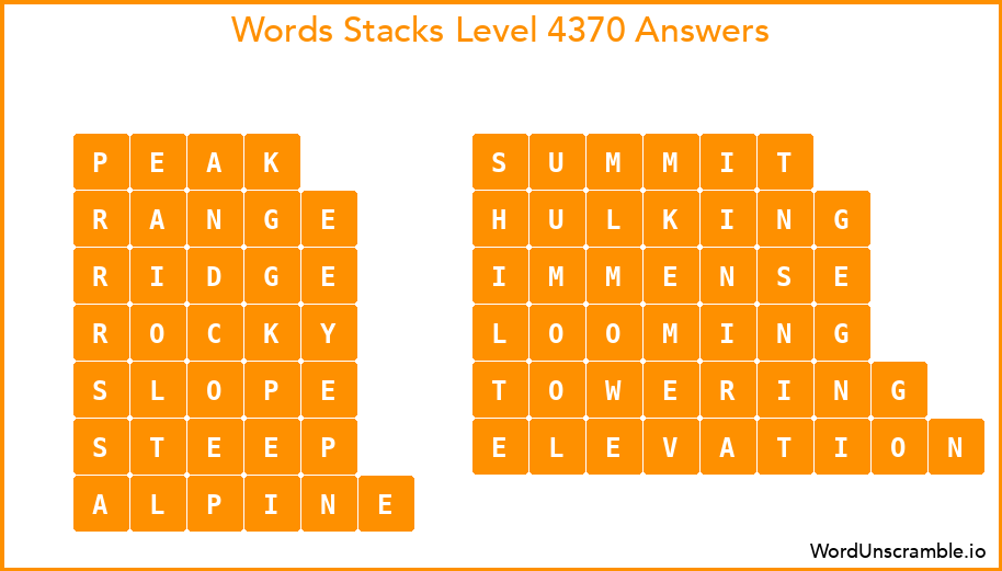 Word Stacks Level 4370 Answers