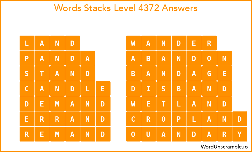 Word Stacks Level 4372 Answers