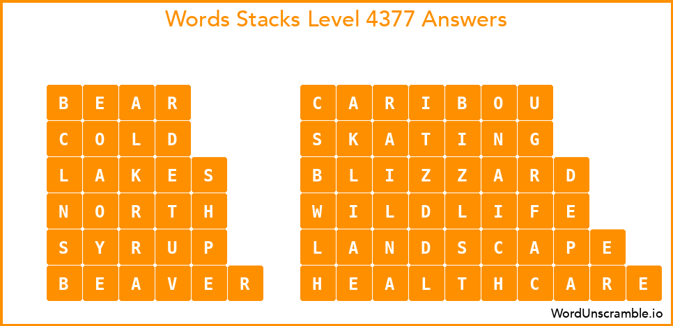 Word Stacks Level 4377 Answers