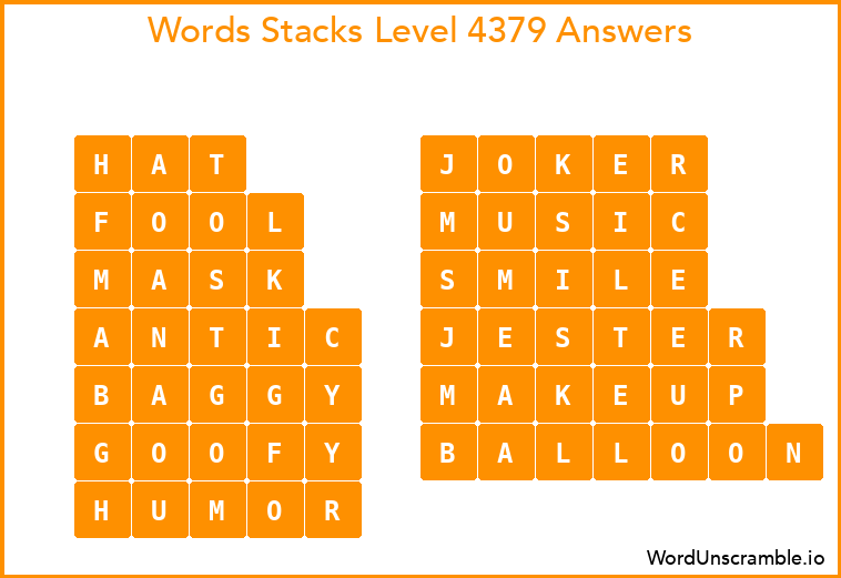 Word Stacks Level 4379 Answers