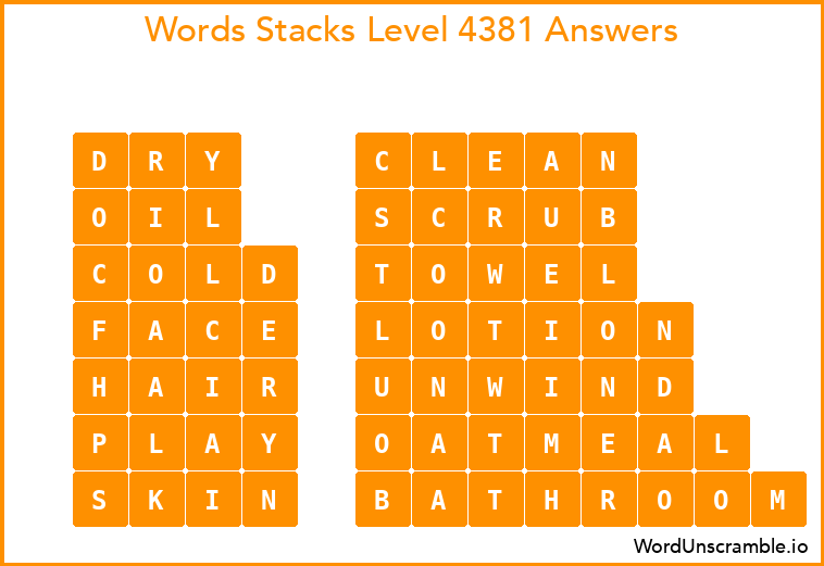 Word Stacks Level 4381 Answers
