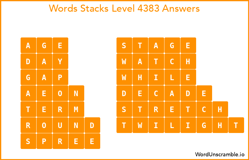 Word Stacks Level 4383 Answers