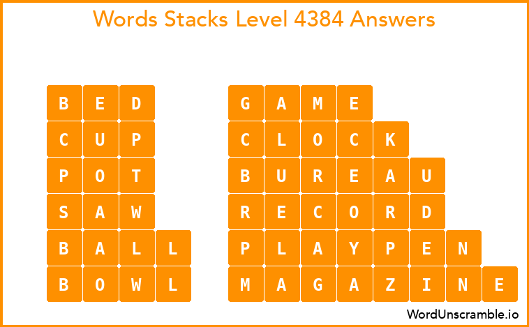 Word Stacks Level 4384 Answers