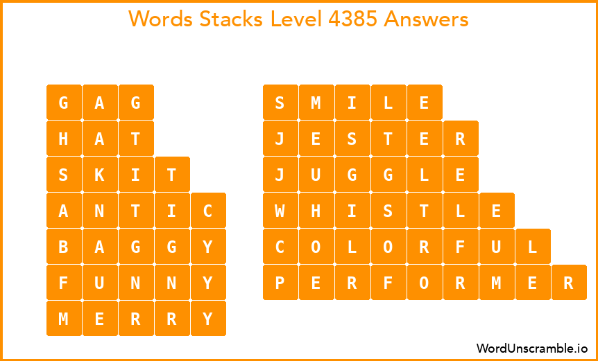 Word Stacks Level 4385 Answers