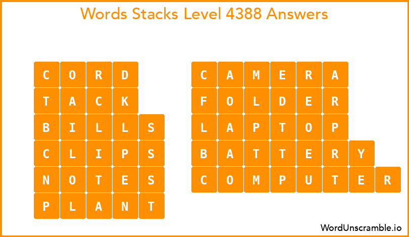 Word Stacks Level 4388 Answers