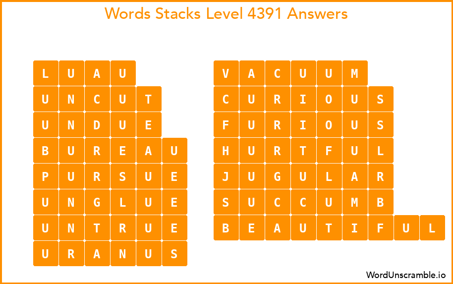 Word Stacks Level 4391 Answers