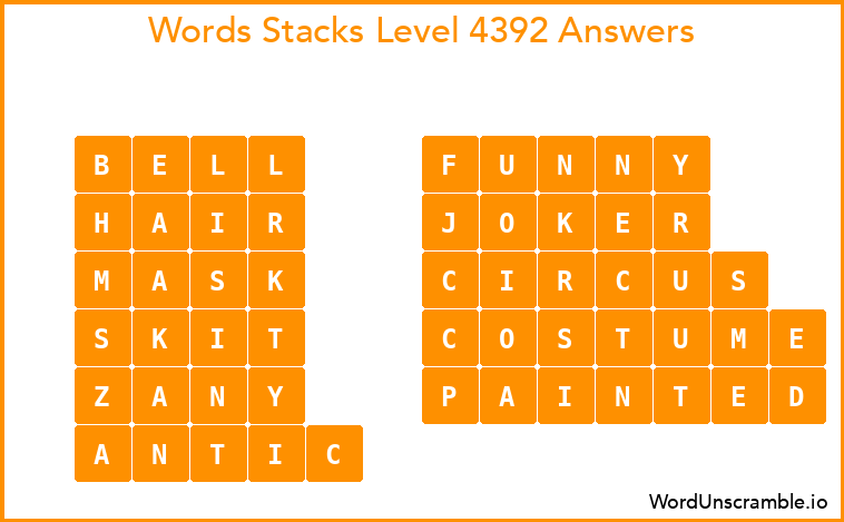 Word Stacks Level 4392 Answers